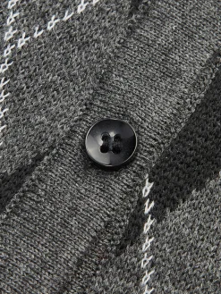 Discount Rhombic Pattern Belted Button Cardigan Cardigans|Sweaters & Cardigans