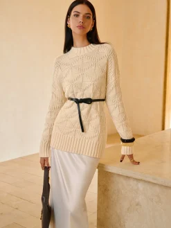 New Rhombic-Pattern Sweater Without Belt Knitwear|Tops