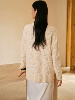 New Rhombic-Pattern Sweater Without Belt Knitwear|Tops
