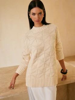 New Rhombic-Pattern Sweater Without Belt Knitwear|Tops