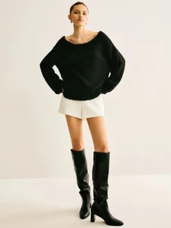 Ribbed Bow Loose Sweater Sweater Tops|Sweaters & Cardigans