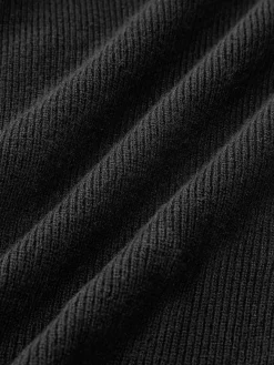 Clearance Ribbed Breasted Knit Tank Dress Black Dresses|Work Dresses
