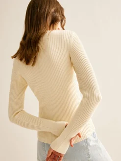 Outlet Ribbed Button Criss Cross Sweater Sweater Tops|Sweaters & Cardigans