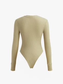 Ribbed Button Down Bodysuit Bodysuits|Bodysuits