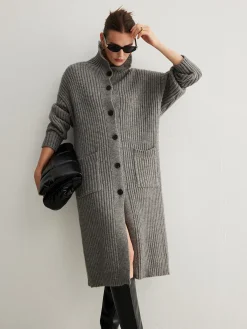 Sale Ribbed Button Knit Long Outerwear Sweater Tops|Outerwear