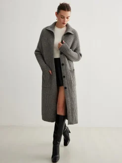 Sale Ribbed Button Knit Long Outerwear Sweater Tops|Outerwear