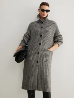 Sale Ribbed Button Knit Long Outerwear Sweater Tops|Outerwear