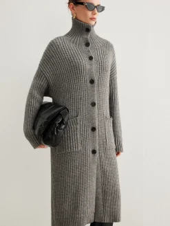 Sale Ribbed Button Knit Long Outerwear Sweater Tops|Outerwear
