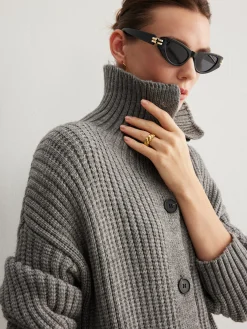 Sale Ribbed Button Knit Long Outerwear Sweater Tops|Outerwear