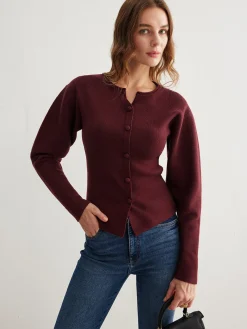Discount Ribbed Button Slit Sweater Sweater Tops|Sweaters & Cardigans