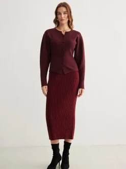 Discount Ribbed Button Slit Sweater Sweater Tops|Sweaters & Cardigans