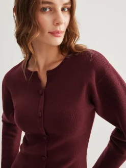 Discount Ribbed Button Slit Sweater Sweater Tops|Sweaters & Cardigans