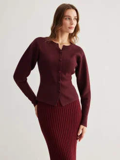 Discount Ribbed Button Slit Sweater Sweater Tops|Sweaters & Cardigans