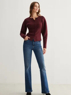 Discount Ribbed Button Slit Sweater Sweater Tops|Sweaters & Cardigans