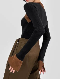 Clearance Ribbed Color Block Skinny Sweater Sweater Tops|Sweaters & Cardigans
