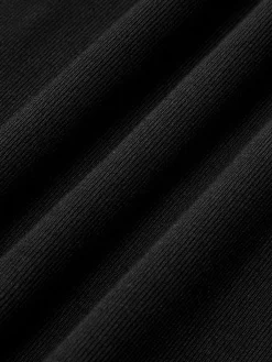 Sale Ribbed Contrast Bow Cami Long Dress Black Dresses|Casual Dresses