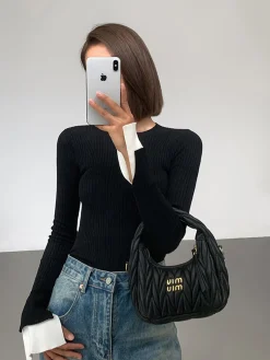 Best Ribbed Contrast Cuff Sweater Sweater Tops|Sweaters & Cardigans