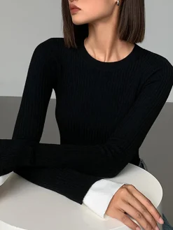 Best Ribbed Contrast Cuff Sweater Sweater Tops|Sweaters & Cardigans