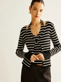Outlet Ribbed Contrast Striped Sweater Co-ords Sweater Tops|Sweaters & Cardigans