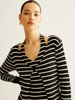 Outlet Ribbed Contrast Striped Sweater Co-ords Sweater Tops|Sweaters & Cardigans