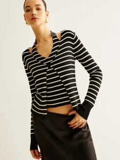 Outlet Ribbed Contrast Striped Sweater Co-ords Sweater Tops|Sweaters & Cardigans