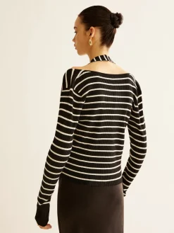 Outlet Ribbed Contrast Striped Sweater Co-ords Sweater Tops|Sweaters & Cardigans
