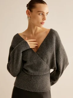 Clearance Ribbed Criss Cross Cinched Sweater Sweater Tops|Sweaters & Cardigans