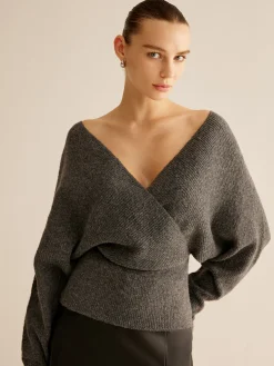 Clearance Ribbed Criss Cross Cinched Sweater Sweater Tops|Sweaters & Cardigans