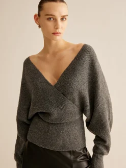 Clearance Ribbed Criss Cross Cinched Sweater Sweater Tops|Sweaters & Cardigans