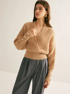 New Ribbed Criss Cross Cinched Sweater Sweater Tops|Sweaters & Cardigans