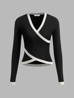 Clearance Ribbed Criss Cross Skinny Sweater Sweater Tops|Sweaters & Cardigans