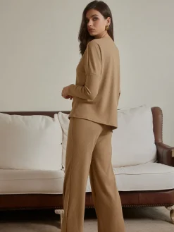 Discount Ribbed Drawstring Shift Pants Set Pants Sets|Matching Sets