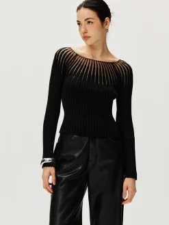Clearance Ribbed Hollow Sweater Sweater Tops|Sweaters & Cardigans
