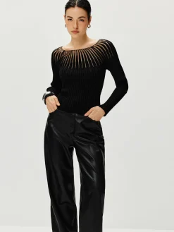 Clearance Ribbed Hollow Sweater Sweater Tops|Sweaters & Cardigans