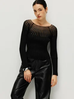 Clearance Ribbed Hollow Sweater Sweater Tops|Sweaters & Cardigans