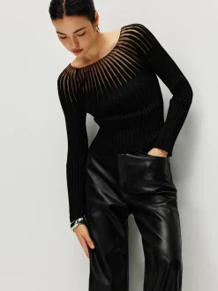 Clearance Ribbed Hollow Sweater Sweater Tops|Sweaters & Cardigans