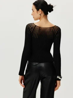 Clearance Ribbed Hollow Sweater Sweater Tops|Sweaters & Cardigans
