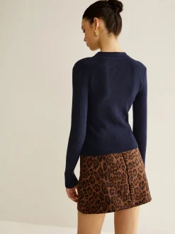 Discount Ribbed Keyhole Neckline Polo Sweater Sweater Tops|Sweaters & Cardigans