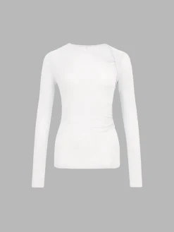 Ribbed Knit Long Sleeve Asymmetric Shirt T-shirts|Knitwear