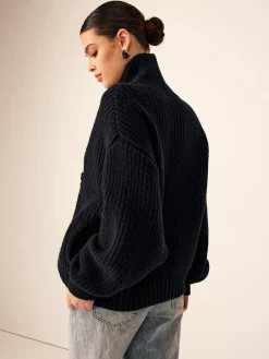 Outlet Ribbed Lapel Button Knit Outerwear Sweater Tops|Outerwear