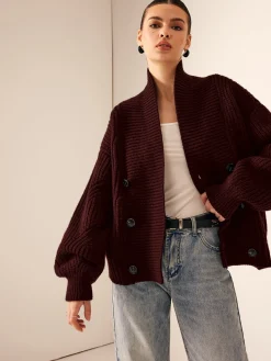 Online Ribbed Lapel Button Knit Outerwear Sweater Tops|Outerwear
