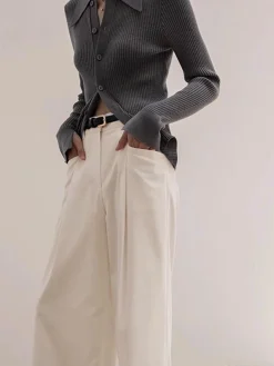 New Ribbed Lapel Slim Cardigan Cardigans|Sweaters & Cardigans