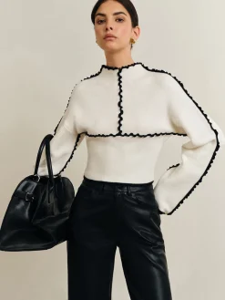 Clearance Ribbed Lettuce Trim Knit Top Sweater Tops|Sweaters & Cardigans