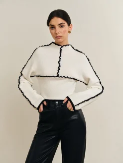 Clearance Ribbed Lettuce Trim Knit Top Sweater Tops|Sweaters & Cardigans