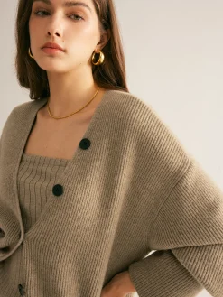 Discount Ribbed Loose Knit Outerwear Sweater Tops|Outerwear