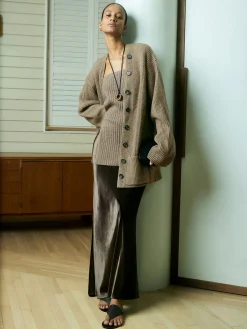 Discount Ribbed Loose Knit Outerwear Sweater Tops|Outerwear