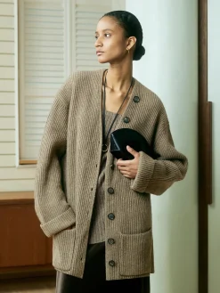 Discount Ribbed Loose Knit Outerwear Sweater Tops|Outerwear