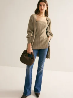 Discount Ribbed Loose Knit Outerwear Sweater Tops|Outerwear