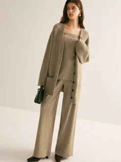 Discount Ribbed Loose Knit Outerwear Sweater Tops|Outerwear