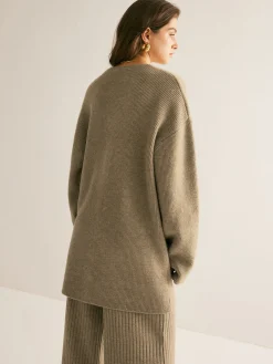Discount Ribbed Loose Knit Outerwear Sweater Tops|Outerwear